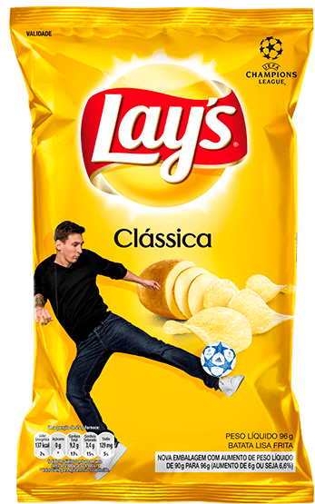 A Bag Of Potato Chips With A Man Kicking A Football Ball