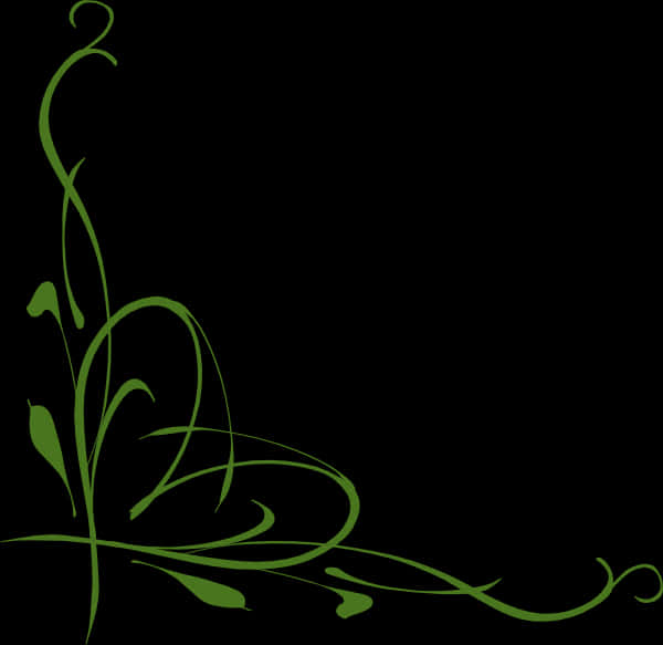 A Green Swirly Design On A Black Background
