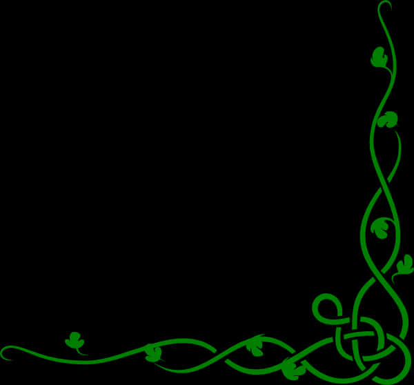 A Green Vine With Leaves On A Black Background