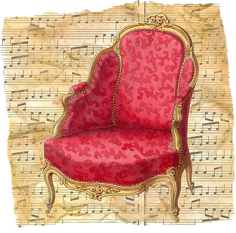 A Red Chair With Gold Trim