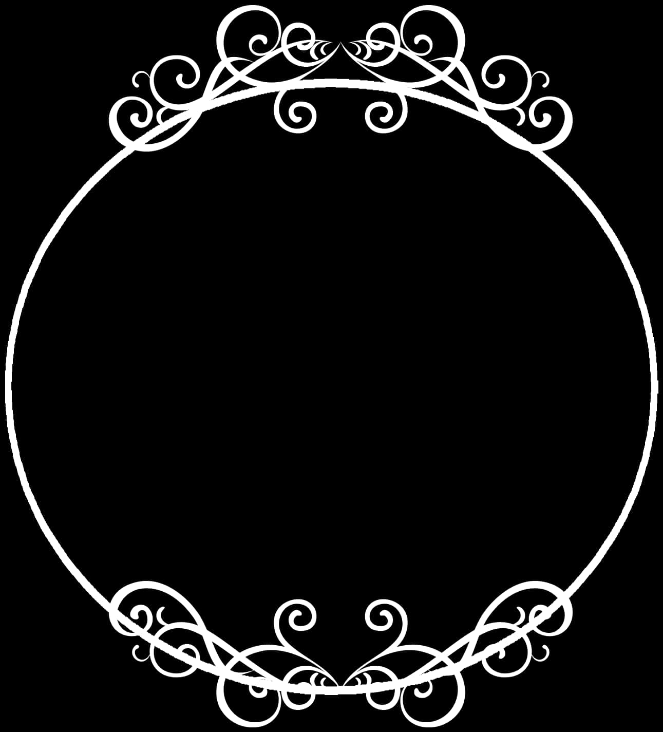 A White Circle With Swirls On A Black Background