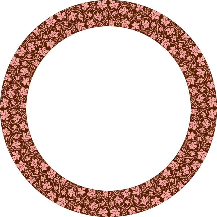 A Circular Frame With Pink And Brown Designs
