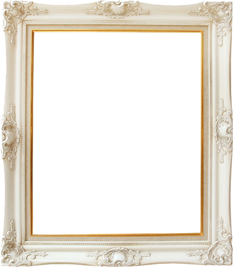 A White Frame With Gold Trim