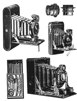 A Collection Of Old Cameras