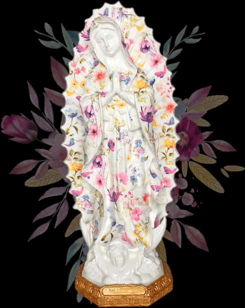 A Statue Of A Woman With Flowers On It