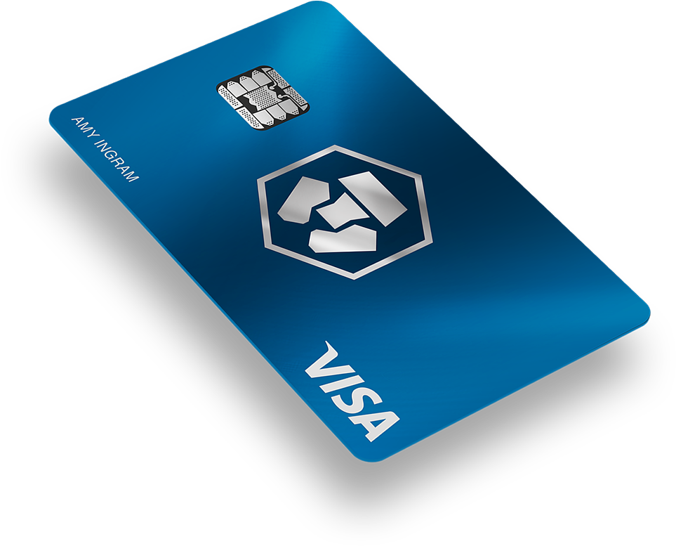 A Blue Credit Card With White Text