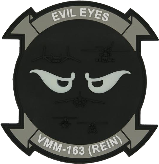 A Black Patch With White Text And Eyes