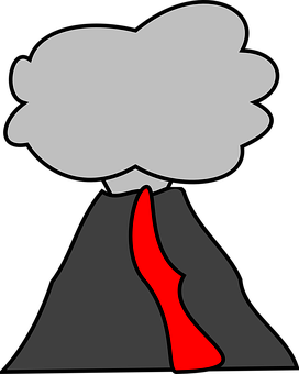 A Cartoon Of A Volcano With A Red Tie