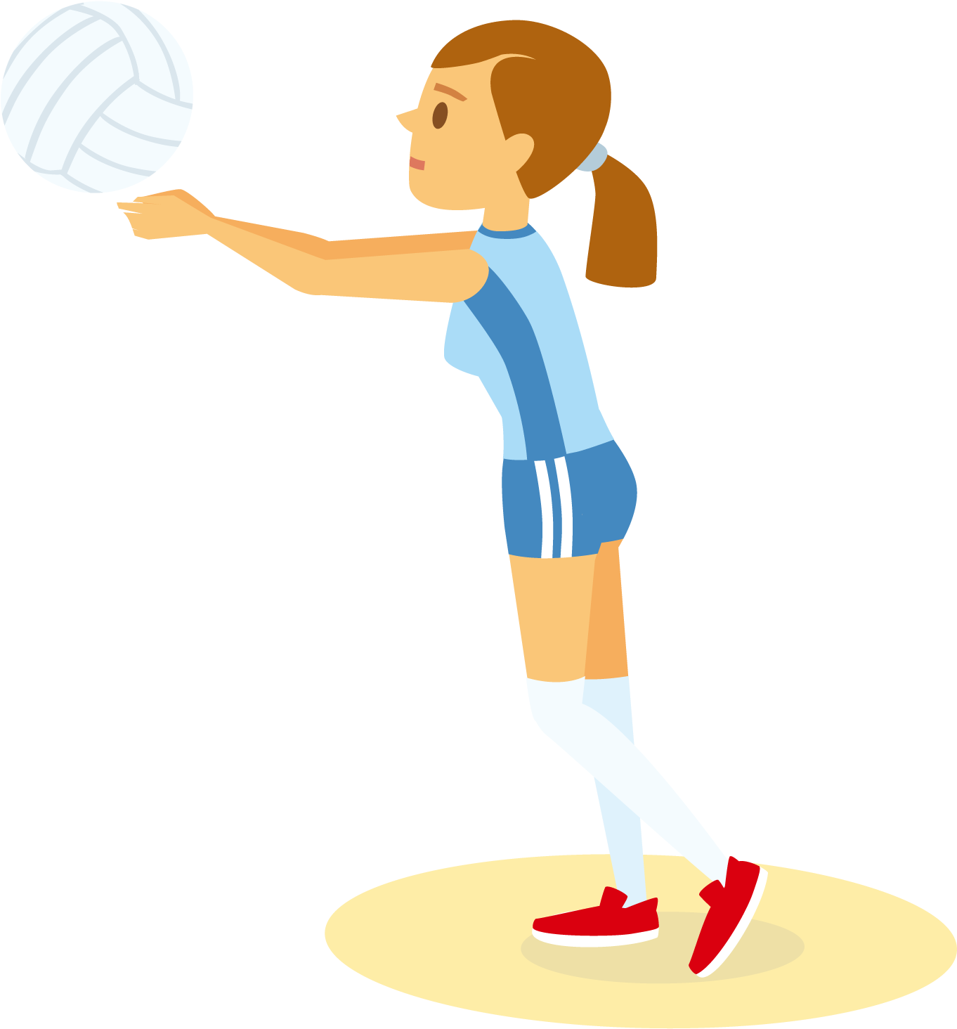 A Cartoon Of A Woman Playing Volleyball