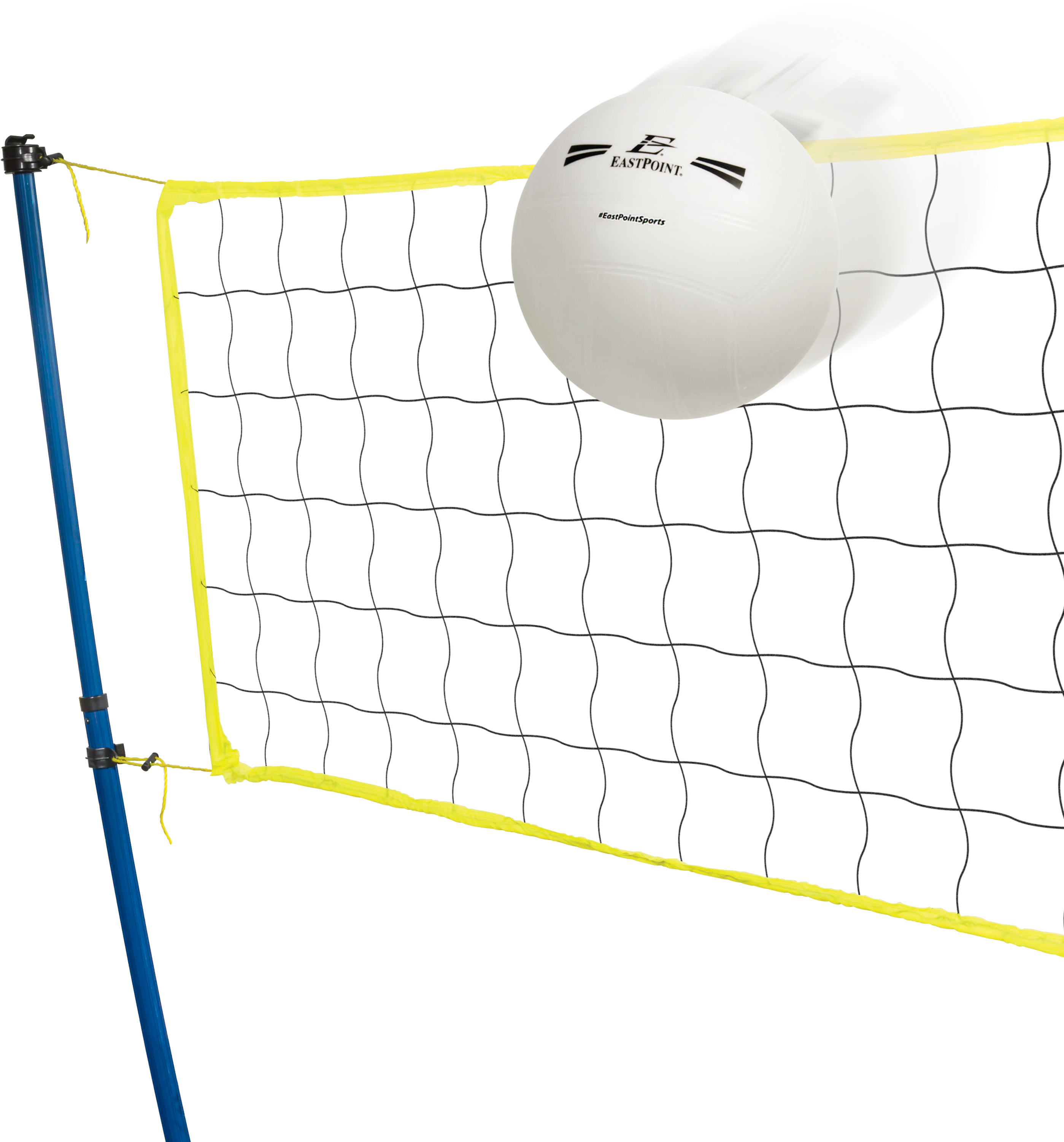 A Volleyball Net With A Ball In The Air