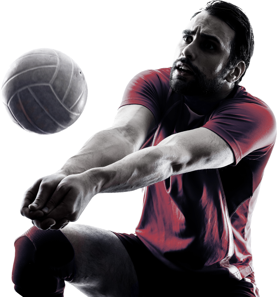 A Man In A Red Shirt With A Ball In His Hand