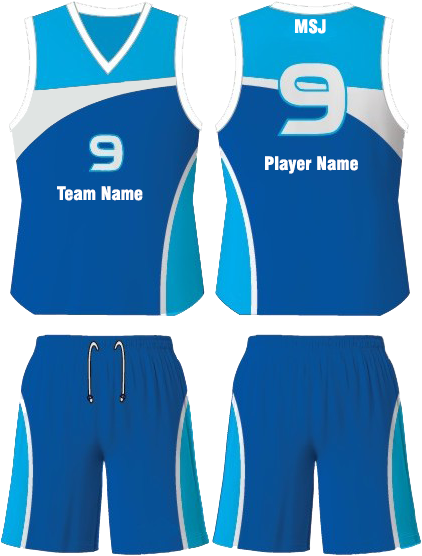A Blue And White Basketball Jersey And Shorts