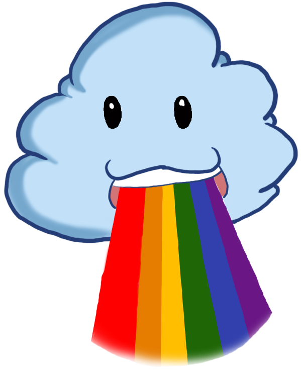 A Cartoon Of A Rainbow Sticking Out Of A Cloud