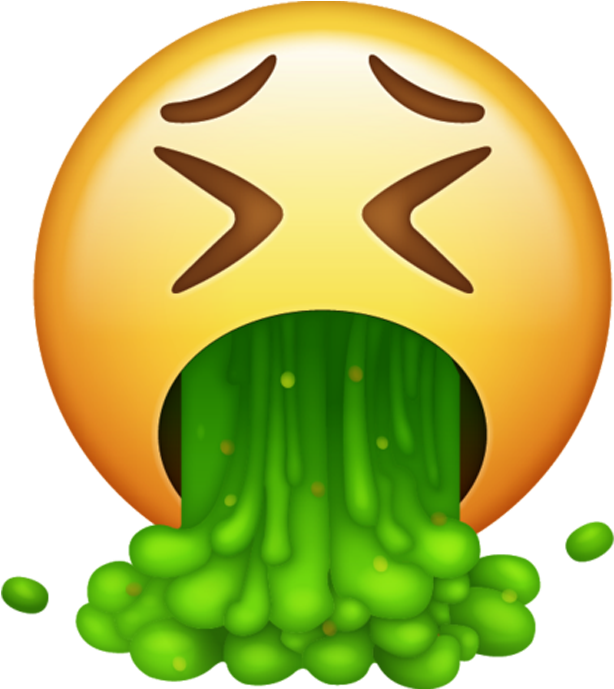 A Yellow Emoji With Green Slime Coming Out Of It