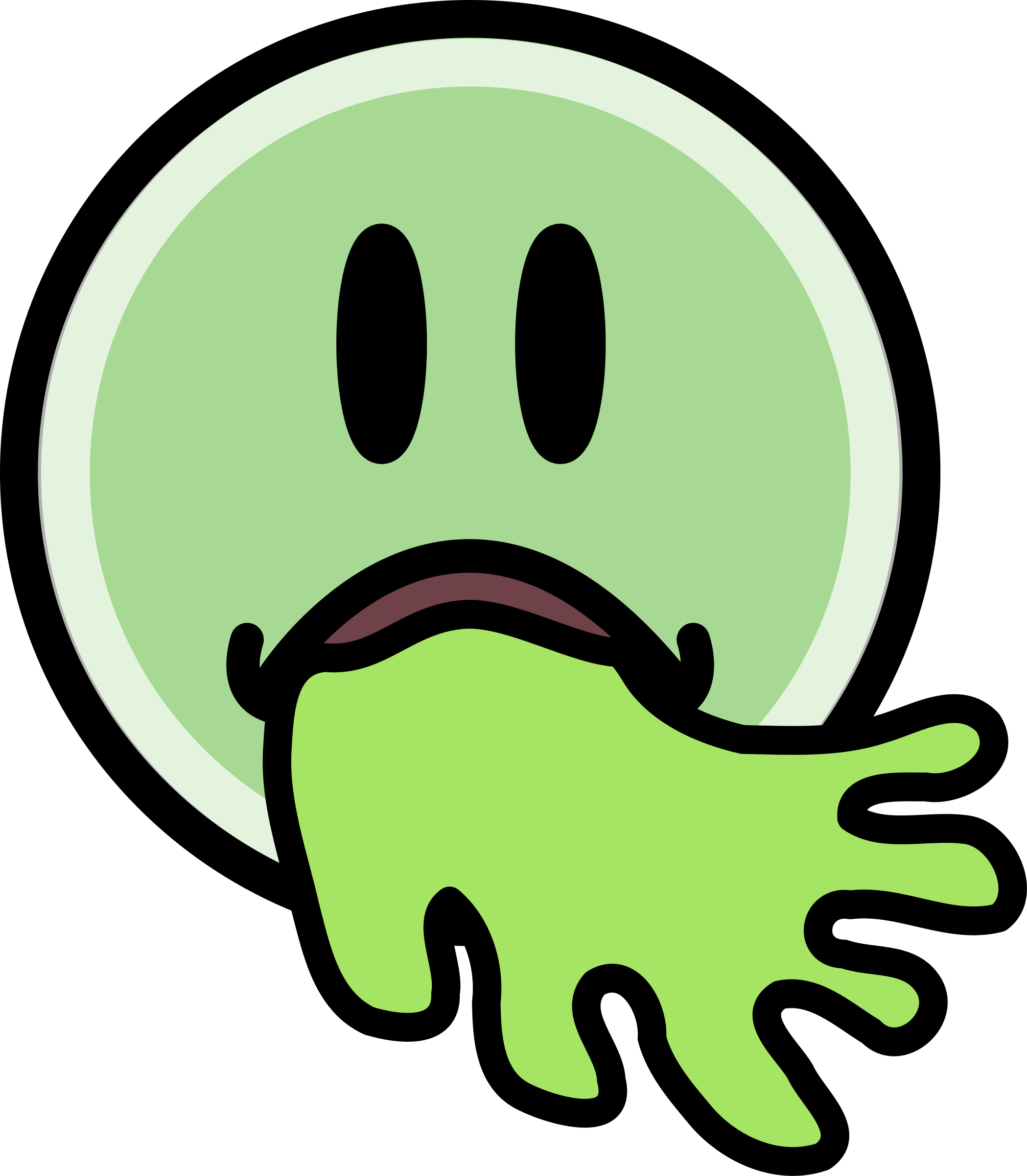 A Green Face With A Mouth Sticking Out Of It