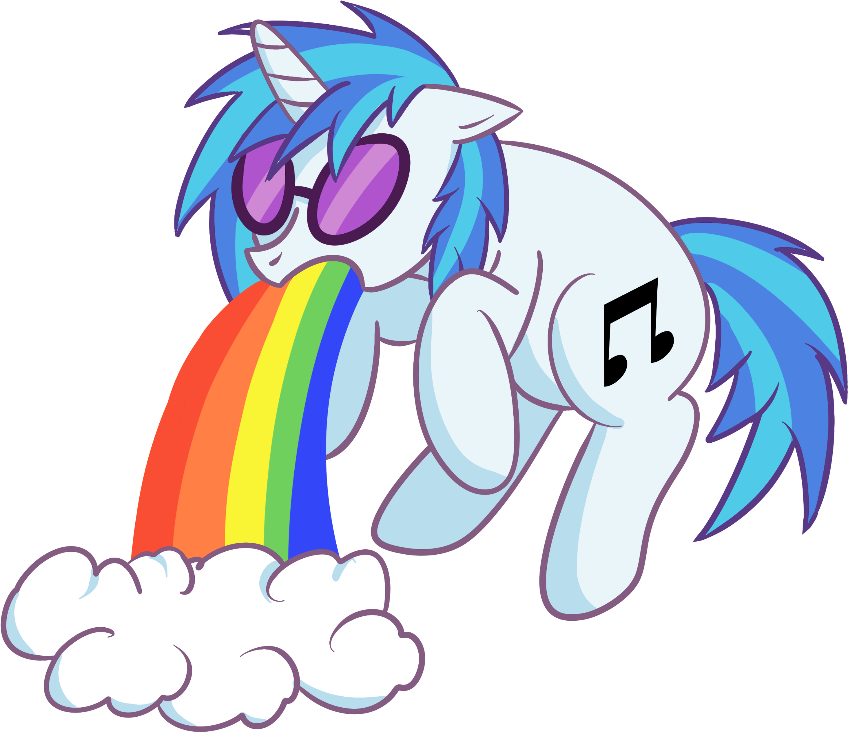 A Cartoon Of A Unicorn With Sunglasses And Rainbow