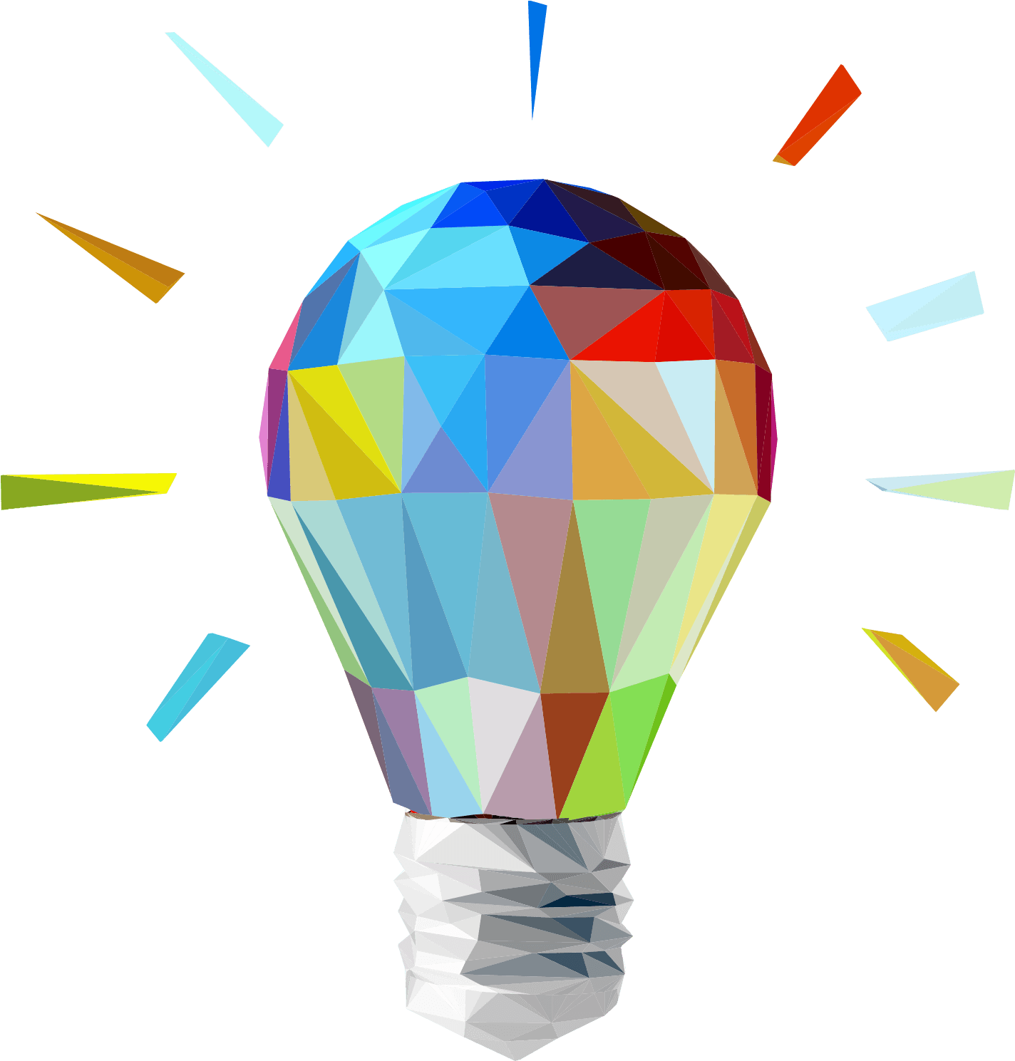 A Colorful Light Bulb With Many Triangles