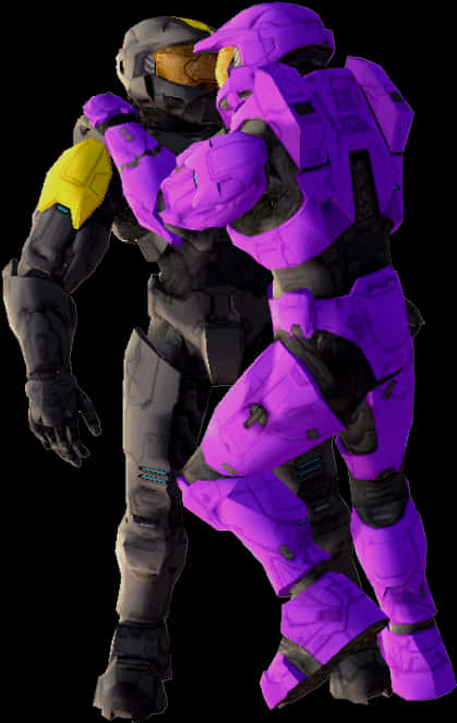 A Purple And Yellow Robot