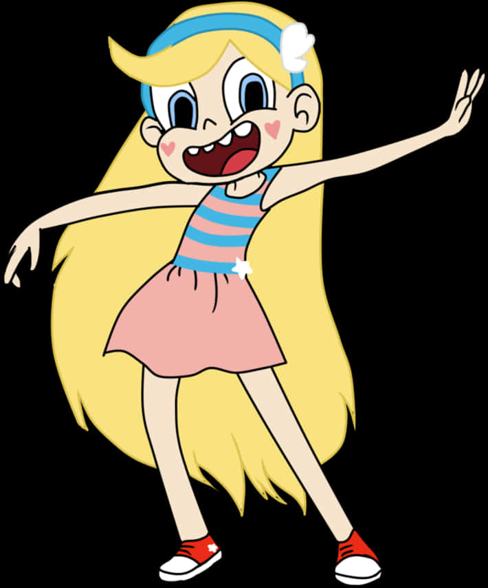 A Cartoon Of A Girl With Long Blonde Hair