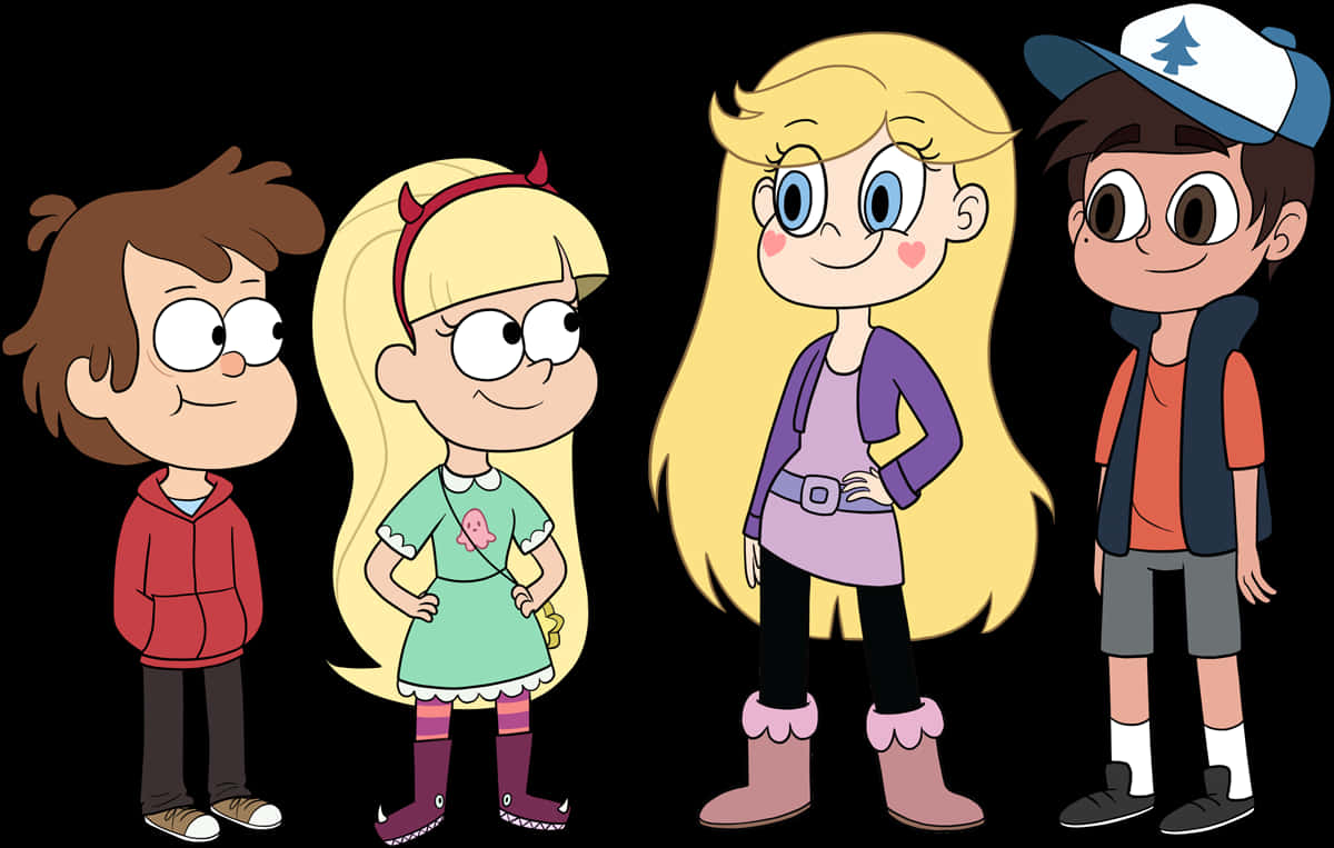 Cartoon Characters Of A Group Of Kids