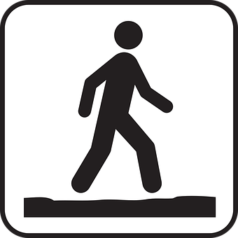 A Black And White Sign With A Person Walking