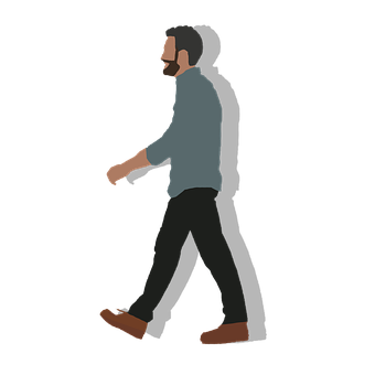 A Man Walking In A Blue Shirt
