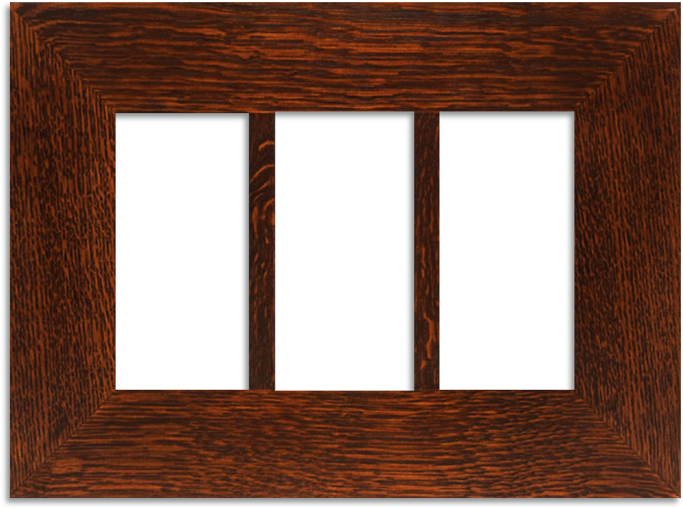 A Wooden Frame With Black Windows
