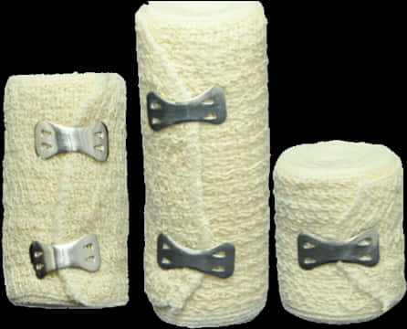 Several Bandages With Metal Clips