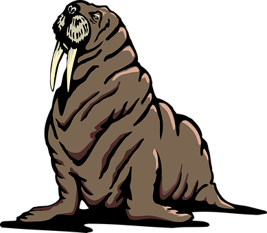 A Brown Walrus With White Tusks