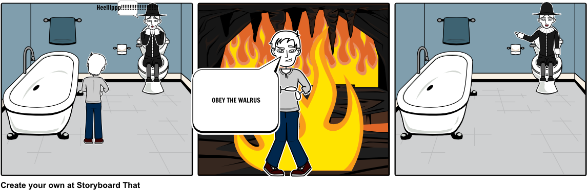 A Cartoon Of A Man In Front Of A Fire
