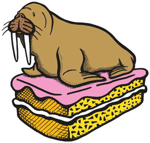 A Cartoon Walrus On A Cake