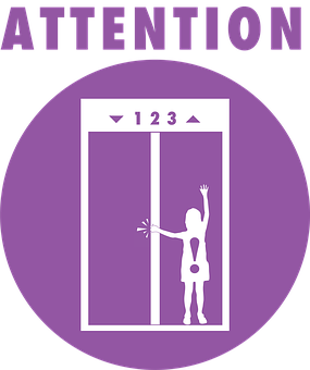 A Purple Circle With A Person Standing In Front Of A Door