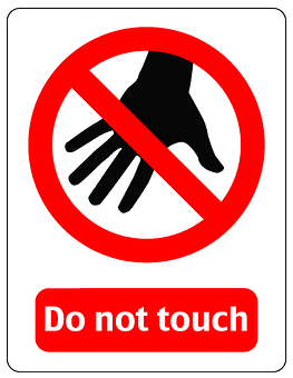 A Sign With A Hand And A Red Circle
