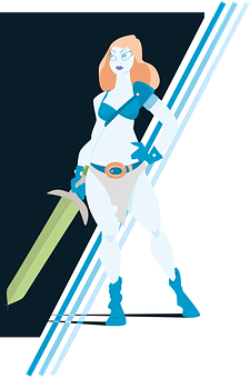 A Cartoon Of A Woman Holding A Sword