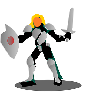 A Cartoon Of A Man In Armor Holding A Sword And Shield