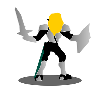 A Cartoon Of A Character With Swords