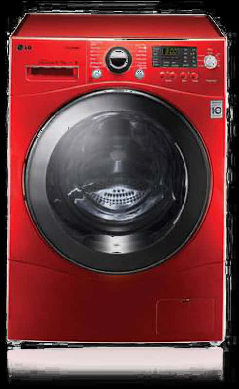 A Red Washing Machine With A Black Background