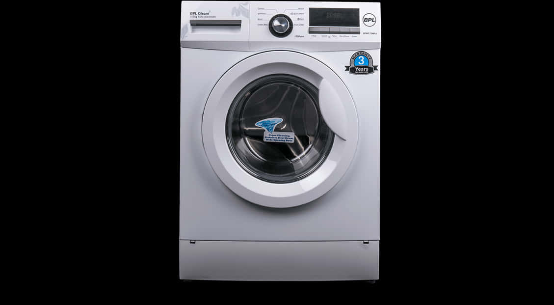 A White Washing Machine With A Black Background