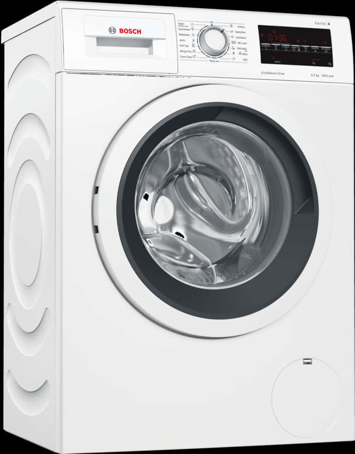A White Washing Machine With A Black Panel