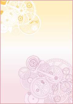 A Pink And Yellow Background With Gears