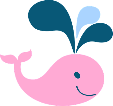 A Pink Whale With Blue And Blue Water Splashes