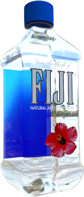 A Clear Plastic Container With Blue Liquid And Red Flower
