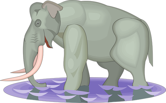 A Cartoon Of An Elephant In Water