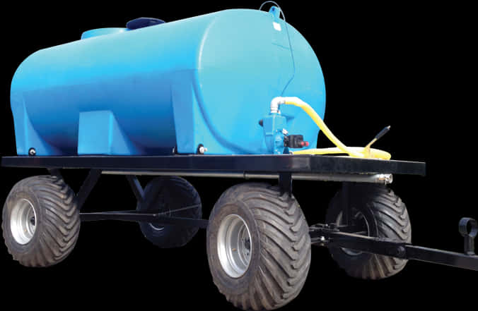 A Large Blue Tank On A Trailer