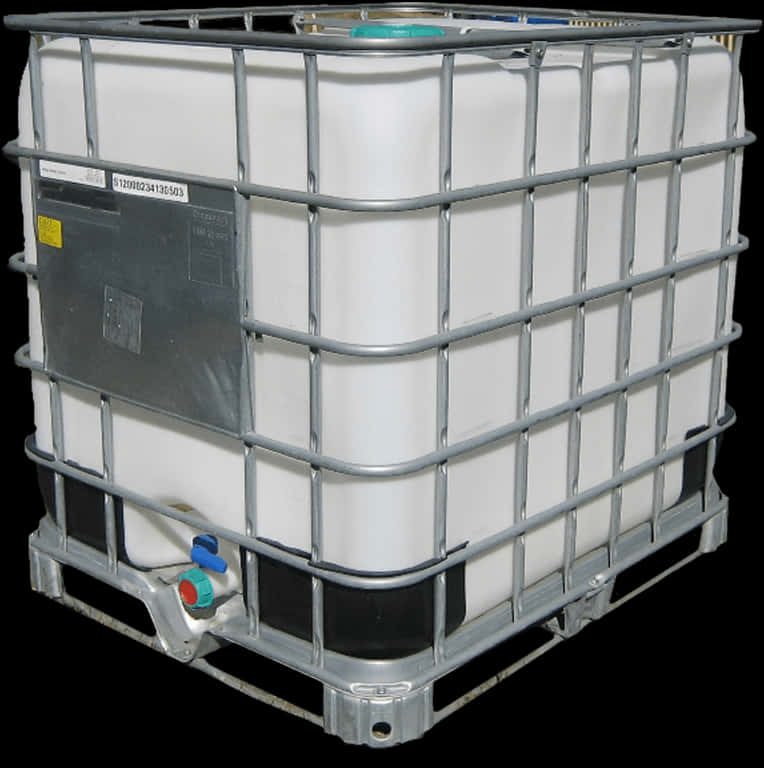 A Large White Container With Metal Bars
