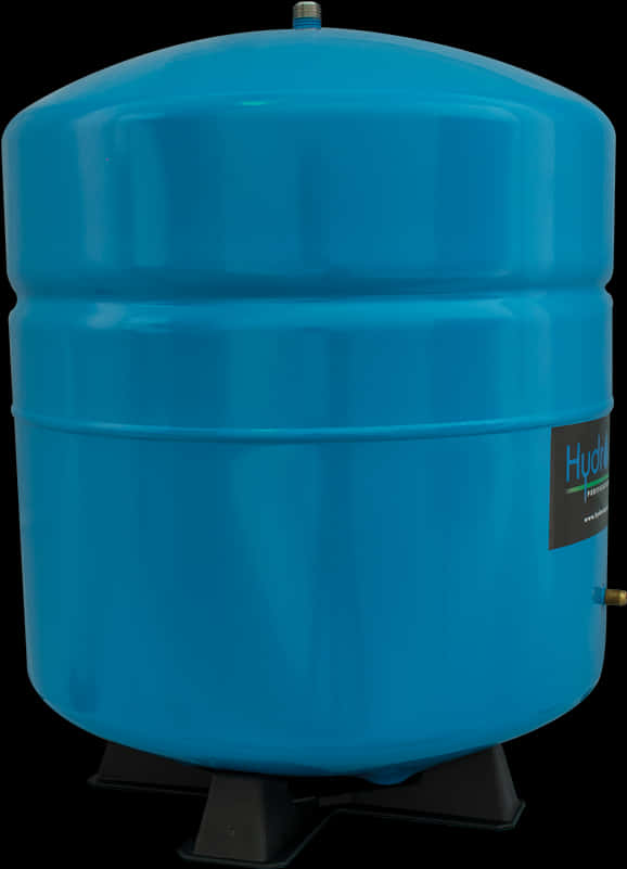 A Blue Cylinder With A Black Label