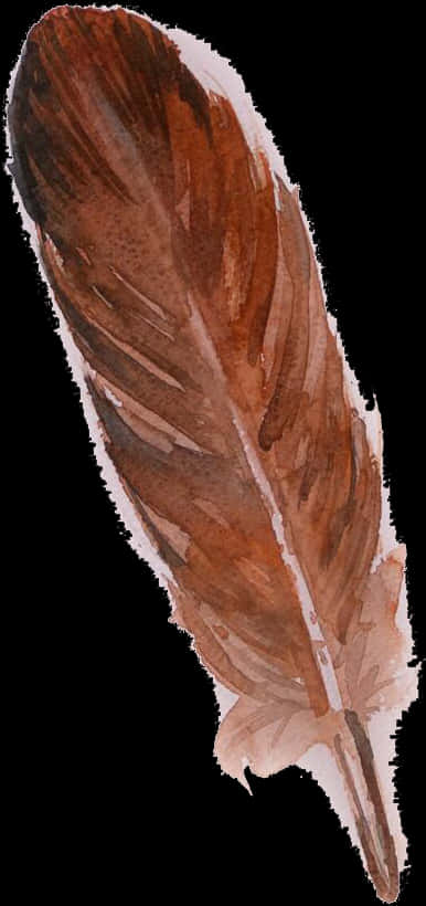 Watercolor Brown Owl Feather