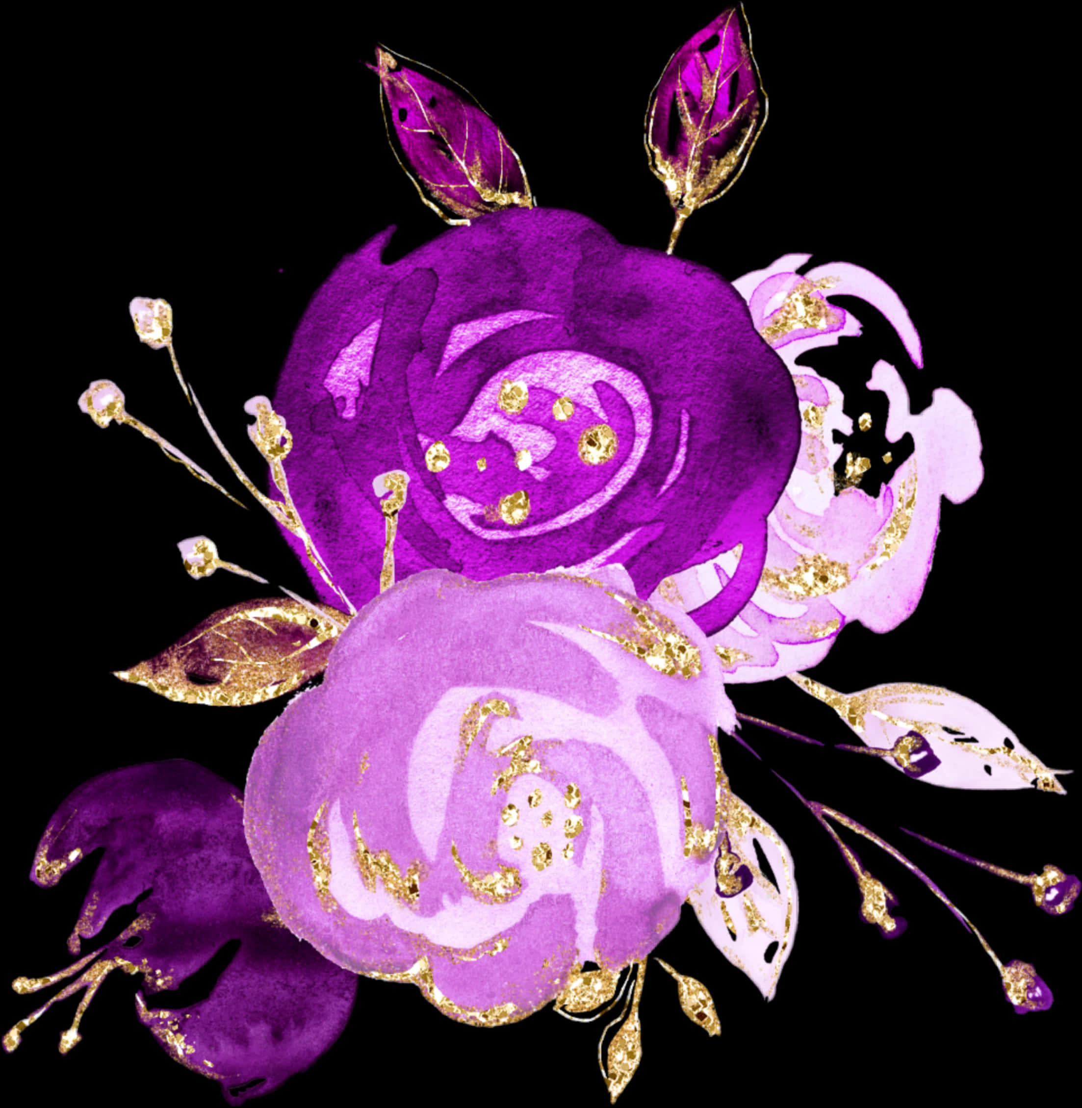 A Purple And Gold Flowers