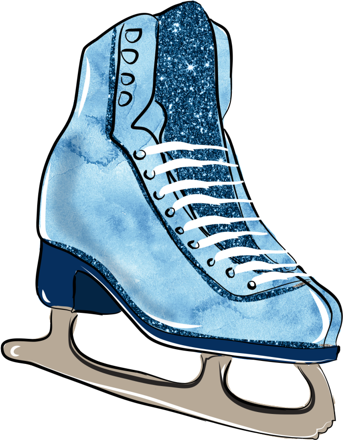 A Blue Ice Skate With White Laces