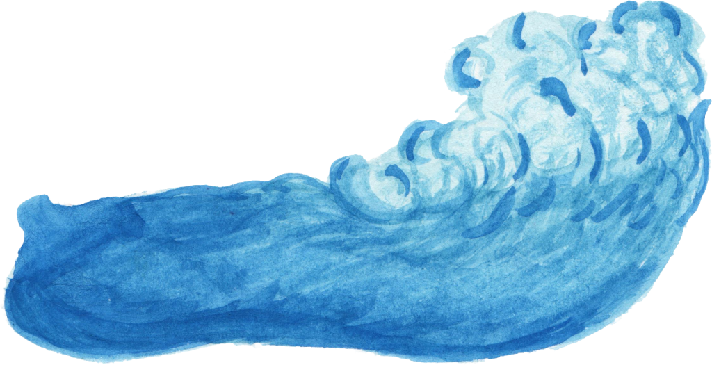 A Blue Watercolor Painting Of A Wave
